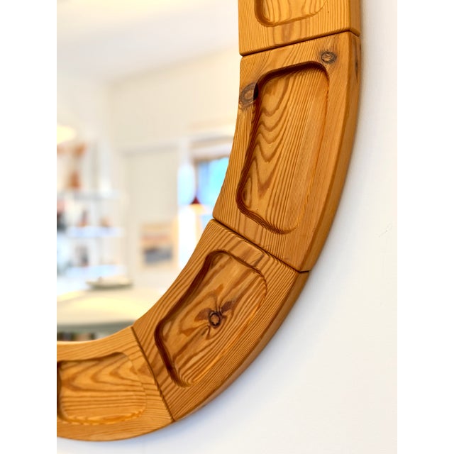 Brutalist Scandinavian Oval Pine Mirror, Denmark, 1960s For Sale - Image 9 of 10