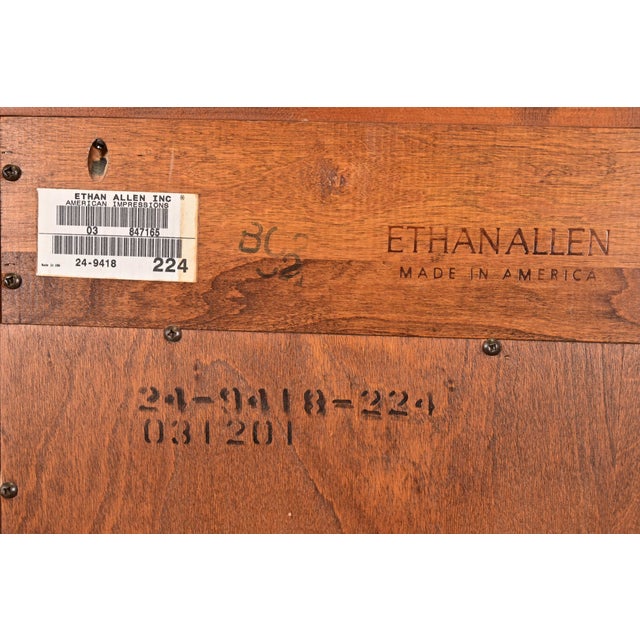 Ethan Allen Arts & Crafts Solid Cherry Wood Lighted Bookcase or Display Cabinet For Sale - Image 12 of 13