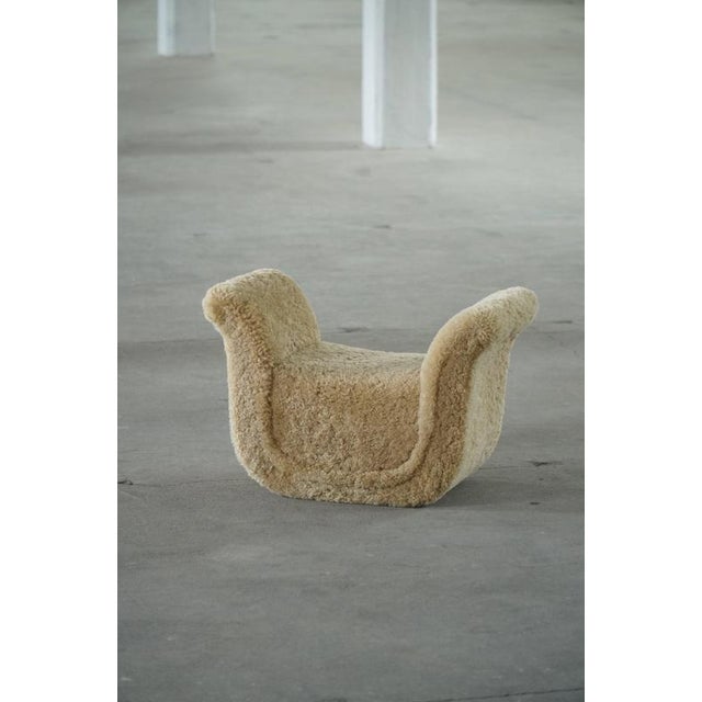 Vintage Swedish Stool in Lambswool by Otto Schulz for Boet, 1930s For Sale - Image 3 of 16