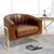 Brown Pasargad Home Vicenza Genuine Leather Barrel Chair, Brown For Sale - Image 8 of 9