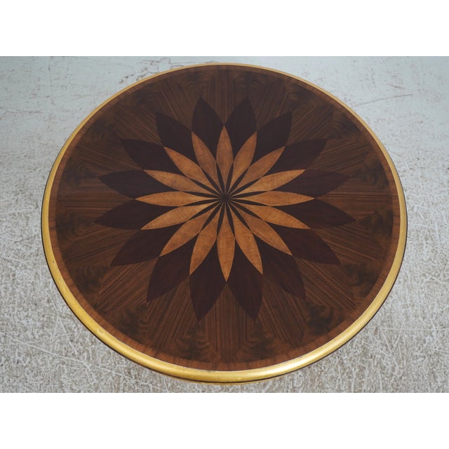 Traditional Maitland Smith Round Inlaid Mahogany Center Table For Sale - Image 3 of 15