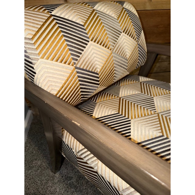 Pair of Swaim Ellen Armchairs - Geometric Fabric, Excellent Condition For Sale In Des Moines, IA - Image 6 of 12