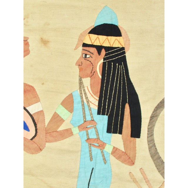 1970s Vintage Ancient Scene Large Scale Egyptian Applique Textile For Sale - Image 4 of 12
