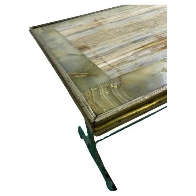 Metal Art Nouveau Table in Enameled Cast Iron and Onyx, 1900s For Sale - Image 7 of 10