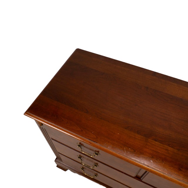 Ethan Allen 1990s Ethan Allen Regent’s Park Cherry Chest of Drawers Dresser W/ Brass Pulls For Sale - Image 4 of 18