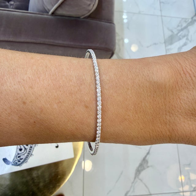 Metal Sonia B Designs 14k White Gold 2.58ct Diamond Full Eternity Bangle Bracelet For Sale - Image 7 of 7