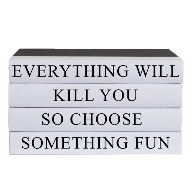 Modern Decorative Books - Quote Book Stack - "Something Fun" For Sale - Image 3 of 3