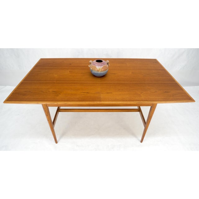 Danish Mid Century Modern Walnut Stretcher Base Walnut Dining Writing Table For Sale - Image 10 of 12