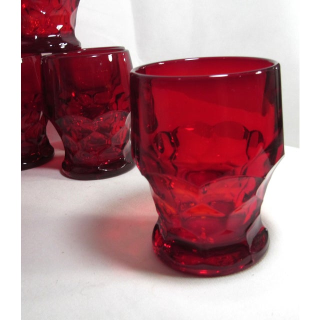 Glass Vintage Ruby Glass Anchor Hocking Honey Comb Tumblers- Set of 7 For Sale - Image 7 of 12
