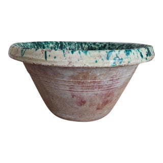 Early 20th Century Italian Glazed Terra Cotta Tian Bowl in Speckled Green For Sale