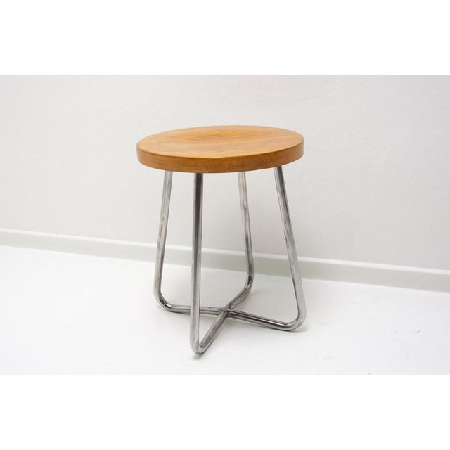 Brown Bauhaus Tubular Stool by Robert Slezák, Former Czechoslovakia, 1930s For Sale - Image 8 of 16