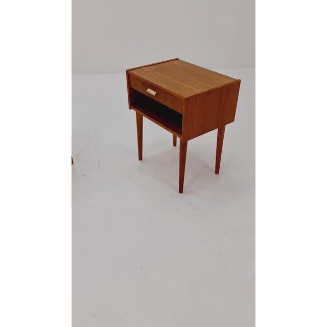 Mid century Danish teak side tables/ Bedside tables/ Nightstands, Denmark, 1960s Usable as an additional tables in the...