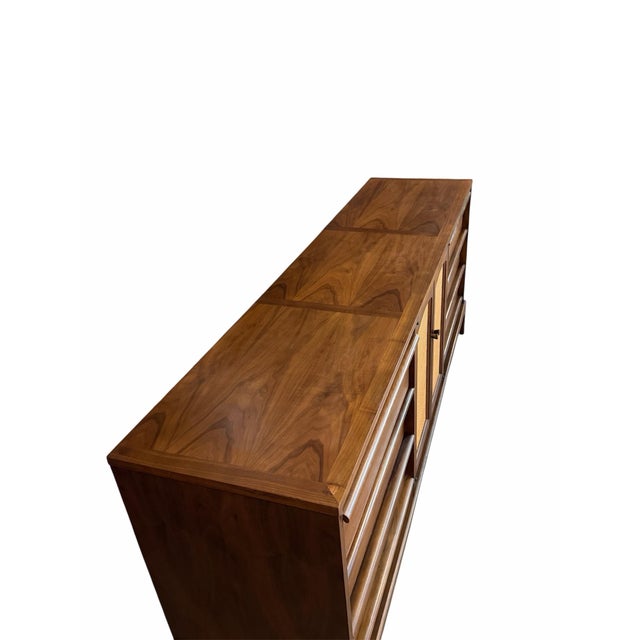 Vintage Mid Century Modern 1960s Lane Rhythm Walnut Dresser For Sale - Image 10 of 12