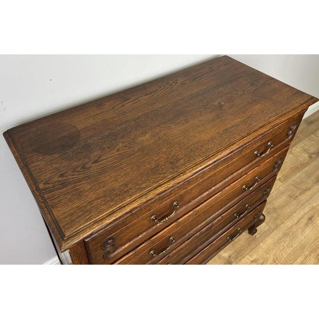 Wood Vintage French Louis Oak Chest of 4 Drawers For Sale - Image 7 of 14