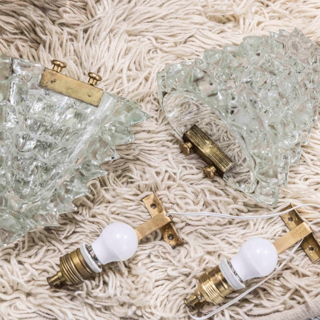 Mid-Century Modern Vintage Italian Wall Lights by Ercole Barovier for Barovier & Toso, 1930s, Set of 2 For Sale - Image 3 of 11