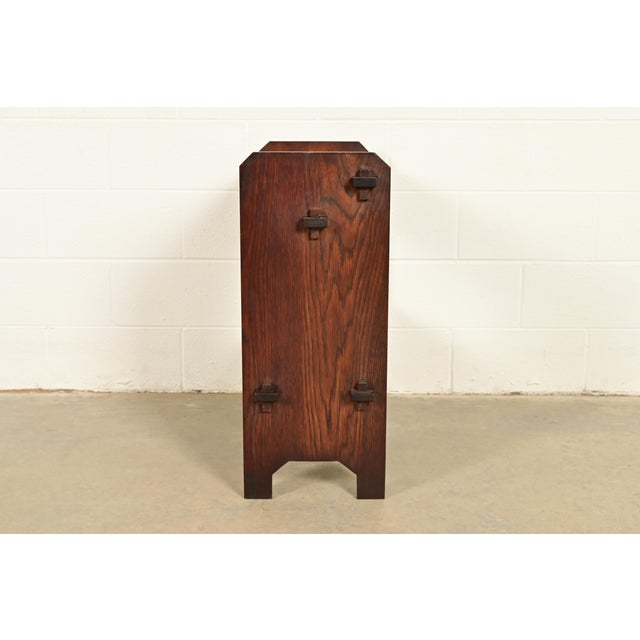 Limbert Style Antique Mission Oak Arts & Crafts Book Trough or Magazine Stand, Newly Refinished For Sale - Image 9 of 11