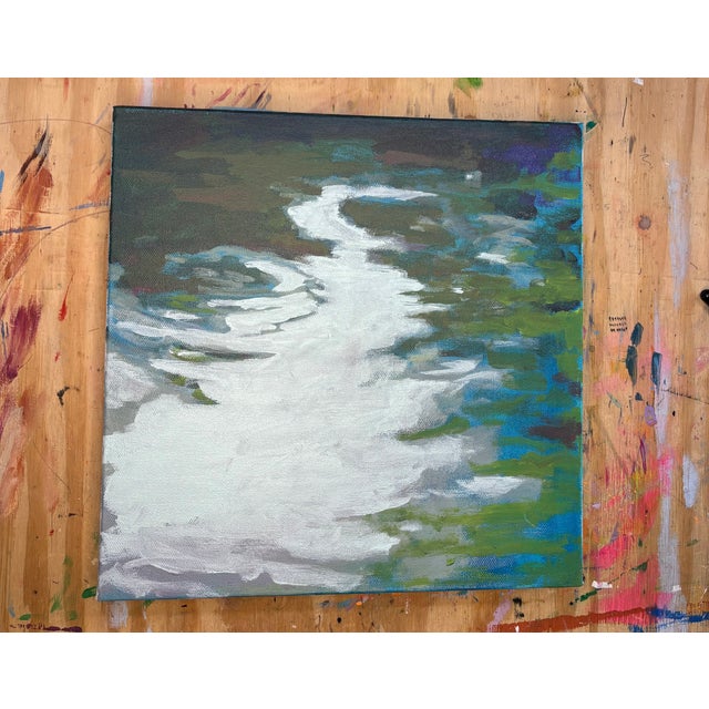 This 12x12 inch acrylic painting on a gallery wrapped canvas explores the interplay of light reflected on the surface of a...