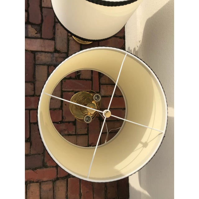 Brass Ribbon Lamp With Braided Leather Shade - a Pair For Sale - Image 9 of 12
