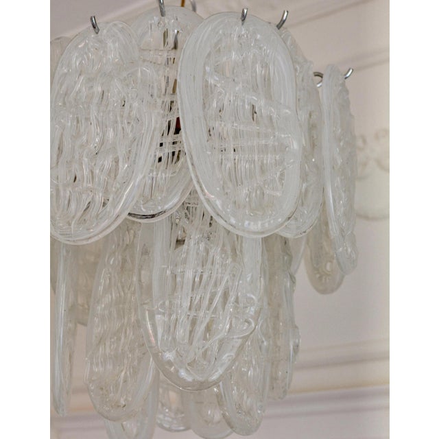 Metal Vintage Clear Murano Glass Leaf Chandelier in Chrome, 1970s For Sale - Image 7 of 10