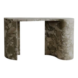 Green Marble Stone Curved Organic Dune Console by Esther Knopfler For Sale