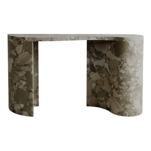 Green Marble Stone Curved Organic Dune Console by Esther Knopfler For Sale