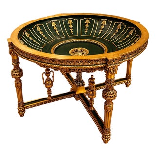 1960s Monumental Louis XVI Style Center Table-Glass on top For Sale