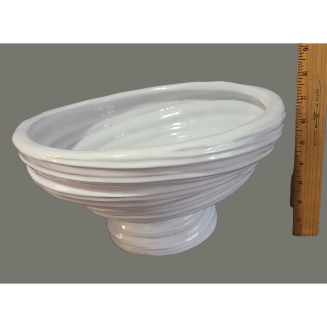 Mid-Century Modern Vintage Mid-Century Modern White Ceramic Large Vortex Bowl For Sale - Image 3 of 8