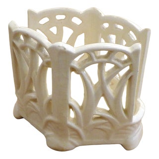 Small Art Nouveau Neo-Gothic Style Openwork Pot or Letter Holder in Earthenware, Early 20th Century For Sale