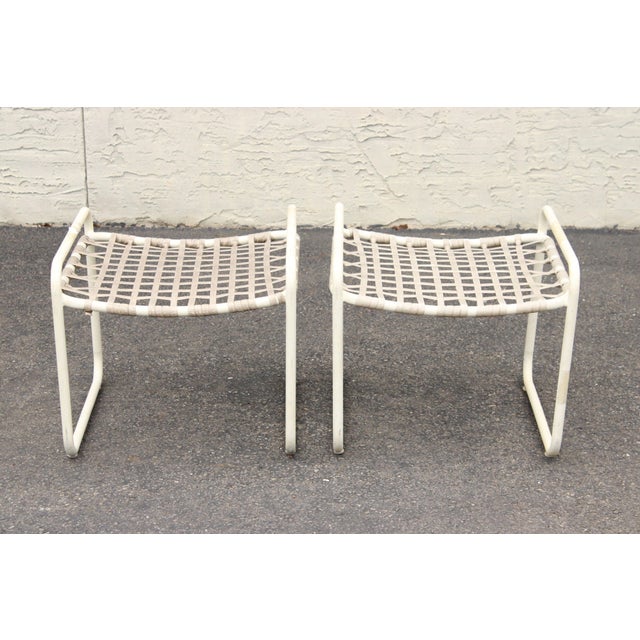 Brown Jordan Vintage Pair 'Lido' Aluminum Outdoor Patio Stools or Ottomans For Sale In Philadelphia - Image 6 of 12