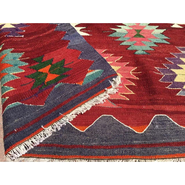 Vintage Turkish Kilim Rug- 97" X 79.5" For Sale - Image 10 of 11