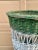 White Antique Painted Wicker Umbrella Basket With Green and White Surface For Sale - Image 8 of 12