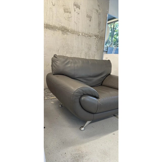 Modern Nicoletti Salotti Italian Leather Lounge Chair For Sale - Image 3 of 9
