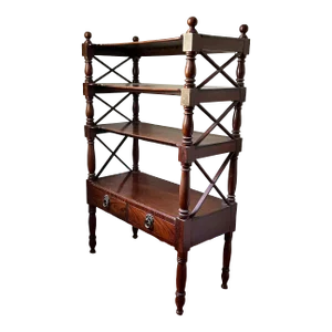 Antique Early 19th Century American Empire Classical Etagere Open Bookcase Cabinet Circa 1820