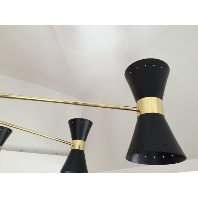 Mid Century Modern Sputnik Chandelier – Black Gold Italian Style Ceiling Light Brass Home Decor For Sale - Image 9 of 9