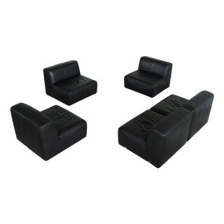 Sectional Sofa Set in Leather by Durlet, 1970s, Set of 5 For Sale
