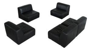 Sectional Sofa Set in Leather by Durlet, 1970s, Set of 5