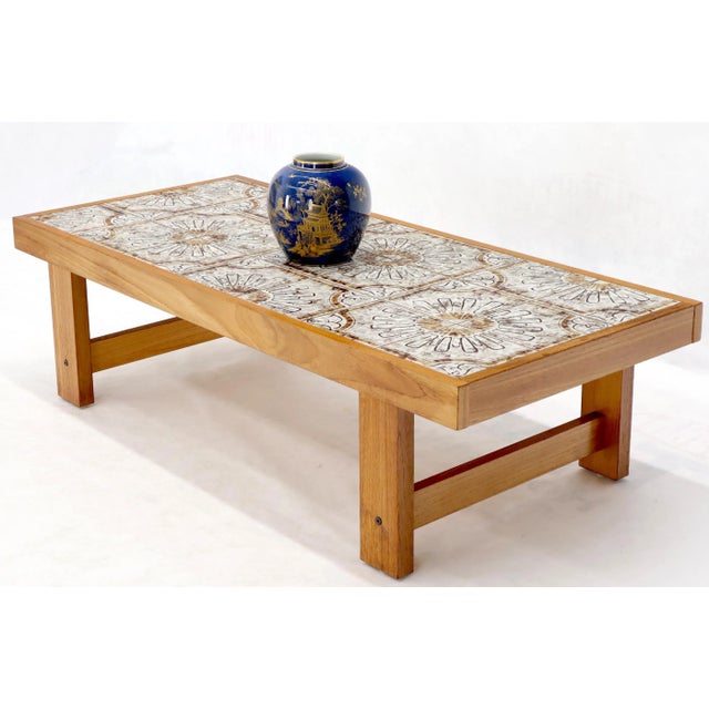 Art Tile and Teak Rectangular Danish Mid-Century Modern ...