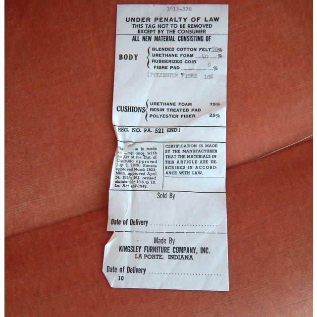 1970's Kingsley Furniture Velvet High Back Armchair For Sale - Image 9 of 9