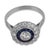Contemporary Early 20th Century Art Deco Inspired Diamond Sapphire Cluster Platinum Ring, Size 6.5 For Sale - Image 3 of 6