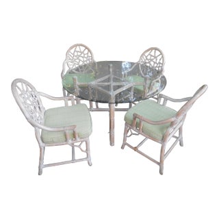 Vintage McGuire Bamboo 5 Piece Cracked Ice Dining Set For Sale