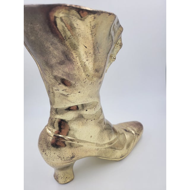 Mid 20th Century Cast Iron Victorian Button Boot Vase – Gilded Gold Finish For Sale - Image 12 of 12