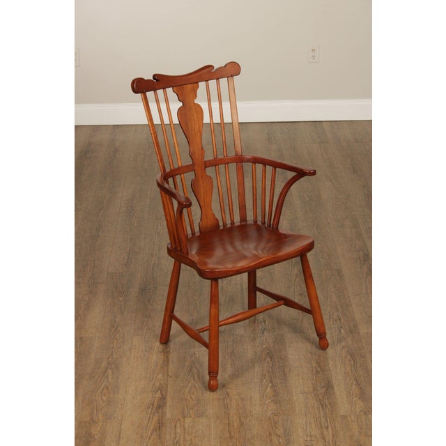 American Stickley Vintage Cherry Windsor Armchair For Sale - Image 3 of 12