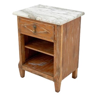 Guido Zichele Marble Top Cerused Wood Nightstand For Sale