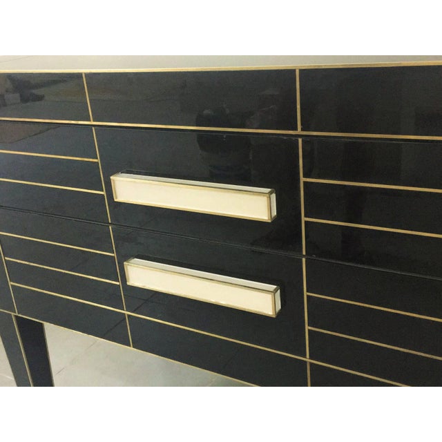 Chest of Drawers in Black Mirror With Ivory Glass Handle For Sale In Miami - Image 6 of 9