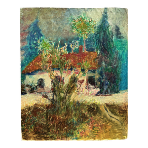 "Garden Cottage" 1990s Painting on Board Bill Shields