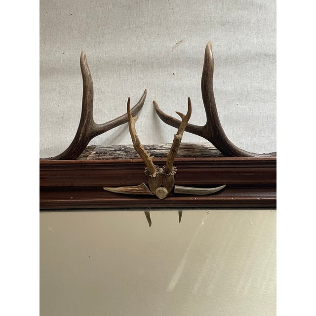Rustic Antique Black Forest Roe Deer Antlers and Borrows Wall Mirror For Sale - Image 3 of 5