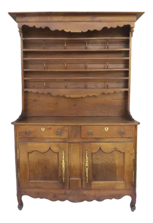 French Elm Vaisselier Cupboard Dresser Cabinet 19th Century