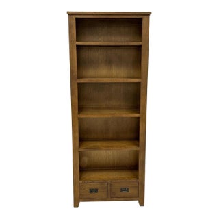 Mission Quarter Sawn Oak Open Shelf Bookcase - Walnut For Sale