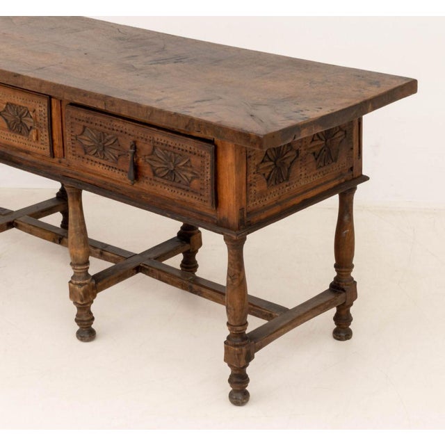 Spanish Baroque-Style Walnut Console Table For Sale In New York - Image 6 of 11
