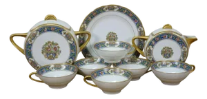 Antique Art Deco TLB Limoges Touze Lemaître Frères & Blancher Tea Coffee Set- 11 Pieces
